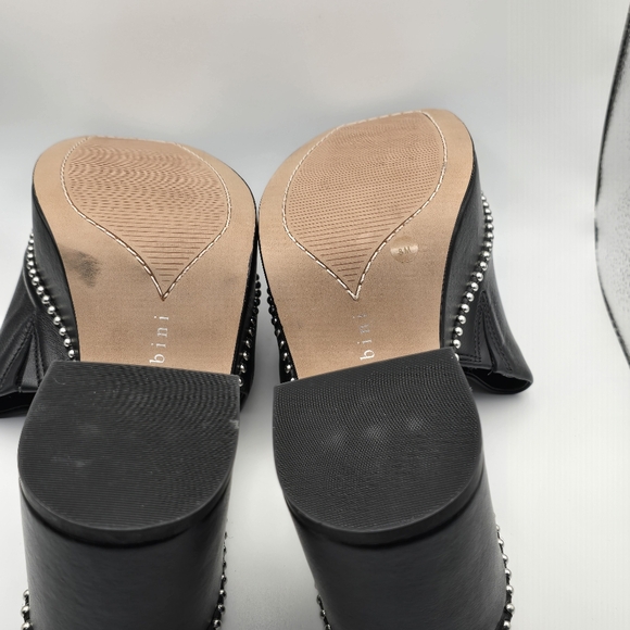 Gianni Bini Roemer Black Leather Ball Chain Platform Mule Sandal Size 8 - Picture 7 of 12